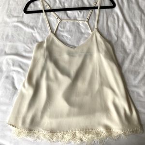 FOREVER 21 LACE TRIM OFF-WHITE TANK TOP - size small